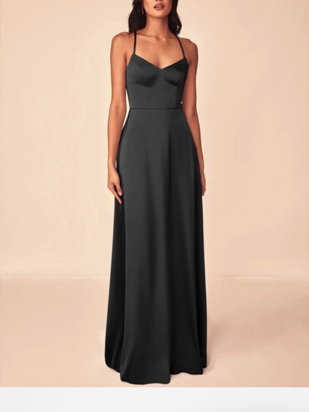 Azazie Black Spaghetti-Strap Maxi Dress